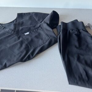Figs Black Scrub Top and Pants Set